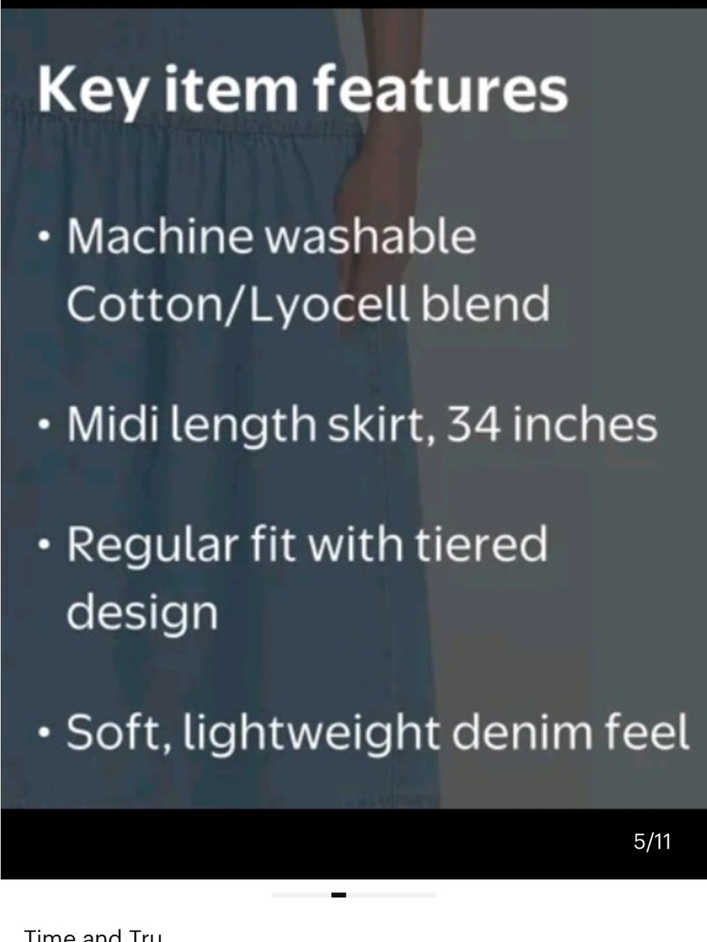 Time and Tru light blue softdenim A line midi skirt - Picture 4 of 5